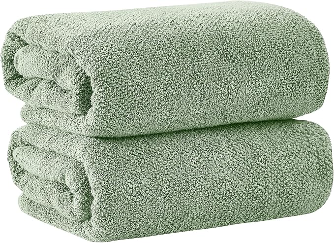 Great Bay Home 100% Cotton Oversized 2 Pack 68x35 Extra Large Towel Set - Absorbent, Quick-Drying, Durable Oversized Bath Sheets for Bathroom Décor (Eucalyptus)