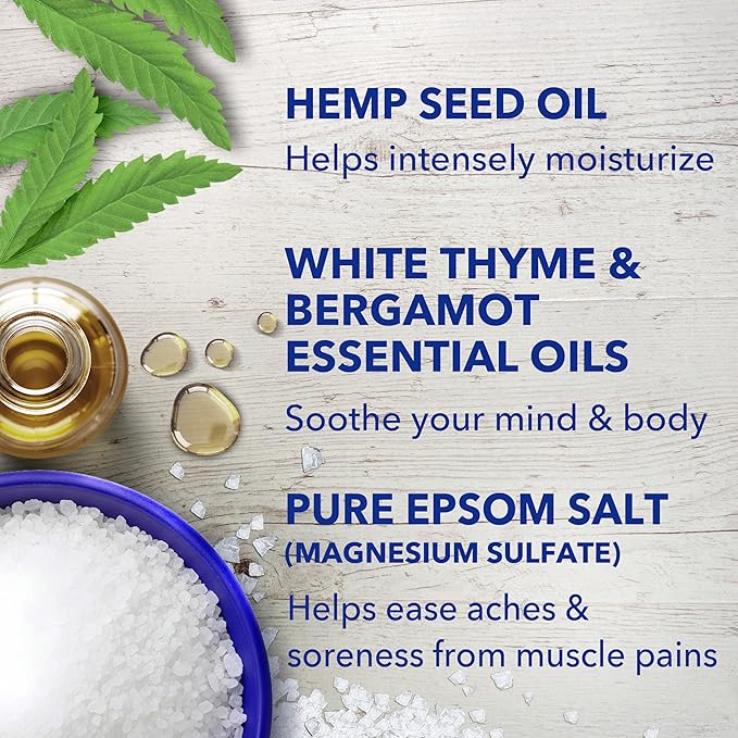 Dr Teal's Pure Epsom Magnesium Salt Soak, Cannabis Sativa Hemp Seed Oil, 3 lb