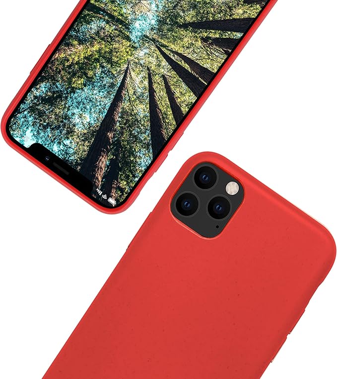 eplanita Eco Mobile Phone Case Compatible with iPhone 11 Pro, Plant Fiber, Drop Protection Cover, Durable and Sustainable (for iPhone 11 Pro, Red)