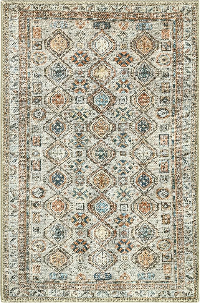 Keen Home Design 2x3 Rug - Machine Washable Entry Rug with Non-Slip Backing, Ideal for Enteryway, Kitchen, Bathroom, Laundry Room - Vintage, Easy Clean, Durable, Low Pile Rug - (2' x 3')
