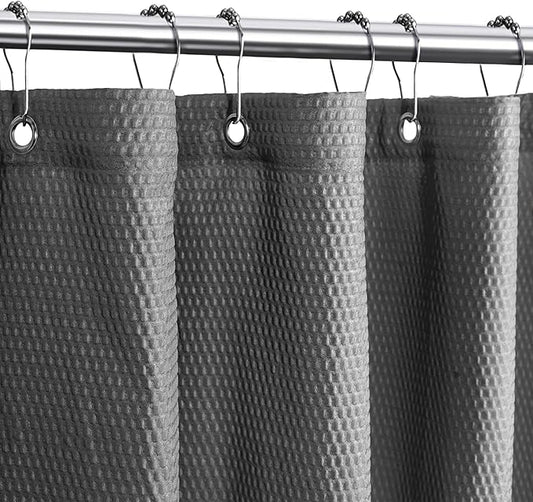 Tititex Solid Grey Cloth Fabric Shower Curtain Liner with 2 Magnets - Texture Soft Hotel Quality Waterproof Shower Liner, Light-Weight & Machine Washable 72x72 inch