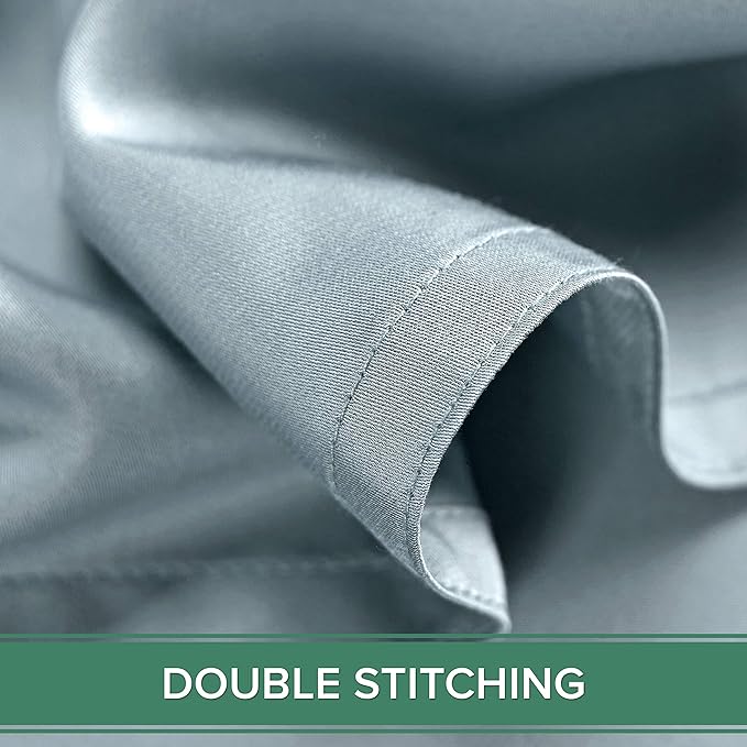 Pure Bamboo King Sheets, Genuine 100% Organic Viscose Derived from Bamboo Bed Sheet Set, Luxuriously Soft & Cooling, Double Stitching, 2 Year Quality Promise (King, Sterling Blue)