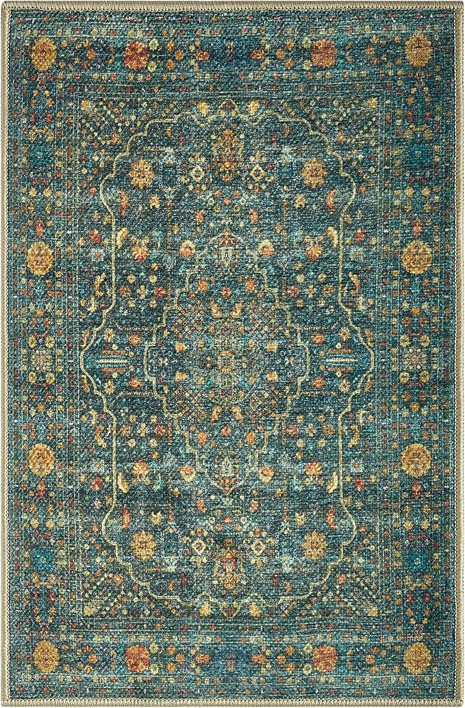 Keen Home Design 2x3 Rug - Machine Washable Entry Rug with Non-Slip Backing, Ideal for Enteryway, Kitchen, Bathroom, Laundry Room - Vintage, Easy Clean, Durable, Low Pile Rug - (2' x 3')