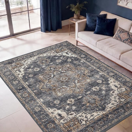 Keen Home Design 3x5 Rug - Machine Washable Entry Rug with Non-Slip Backing, Ideal for Enteryway, Kitchen, Bathroom, Laundry Room - Vintage, Easy Clean, Durable, Low Pile Rug - (3' x 5')