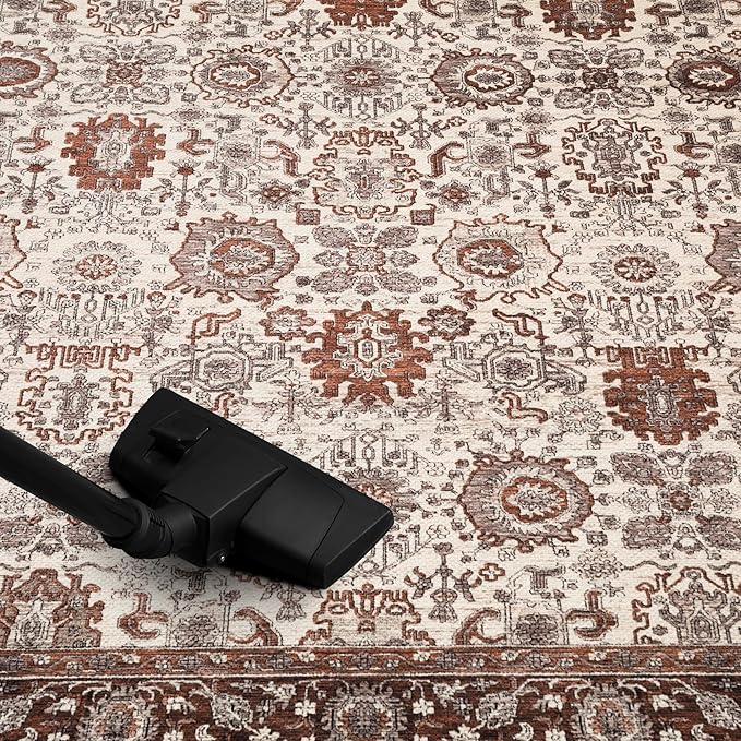 Keen Home Design 8x10 Rug - Machine Washable Area Rug with Non-Slip Backing, Ideal for Living Room, Dining Room, Bedroom - Vintage, Easy Clean, Durable, Low Pile - (8' x 10')