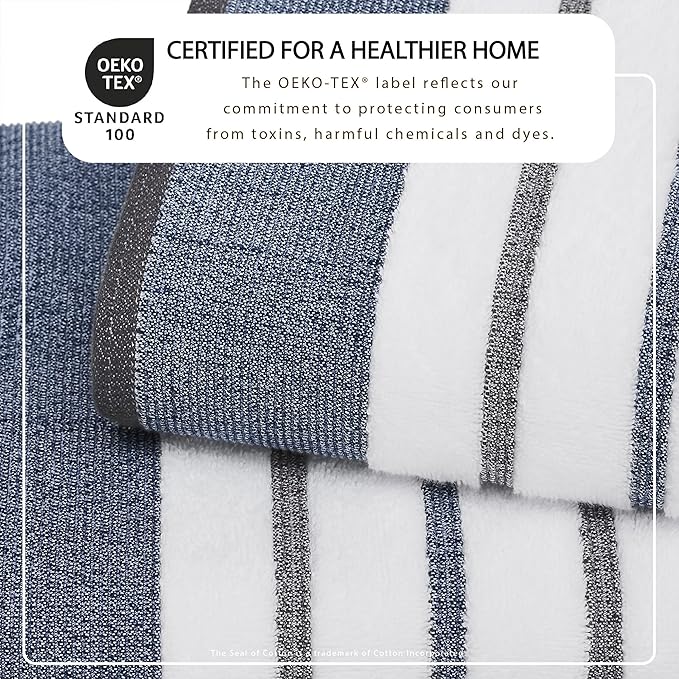 Great Bay Home Decorative Hand Towel Set - Cotton 4 Pack 26x16 Hand Towel Set - Durable Towels for Bathroom Decor (Blue/December Sky)