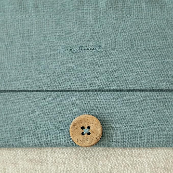 EVERLY 100% Pure Linen Duvet Cover Set King Size 104X90Inch 3pcs (1 Duvet Cover,2 Pillowcases) Soft and Breathable for All Season with Coconut Button Closure, Suitable for Hot Sleepers-Aqua-King