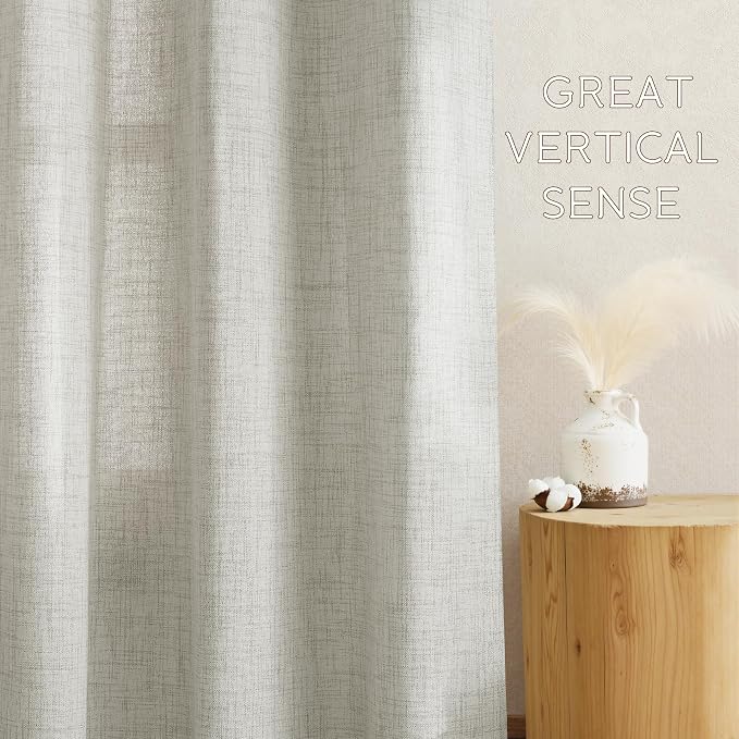 NICETOWN Natural Linen Curtains 84 Inches Long 2 Panels for Bedroom Living Room, Privacy Linen Textured Window Drapes Semi Sheer Light Filtering Grommet Burlap Look Curtains, 52" W x 84" L