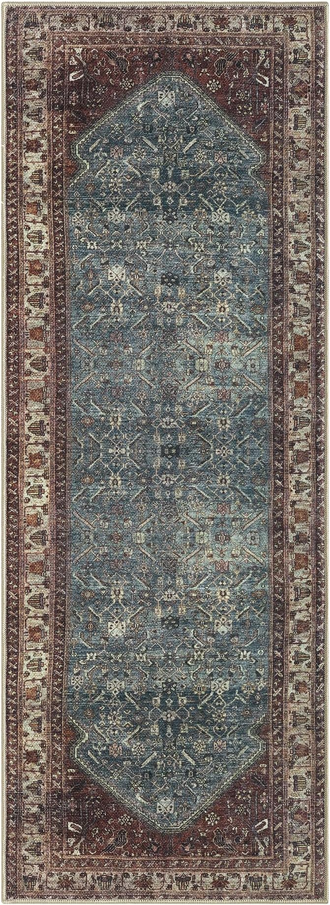 Keen Home Design 30"x84" Rug - Machine Washable Runner Rug with Non-Slip Backing, Ideal for Hallway, Entryway, Kitchen, Laundry Room - Vintage, Easy Clean, Durable, Low Pile Rug - (2'6" x 7')