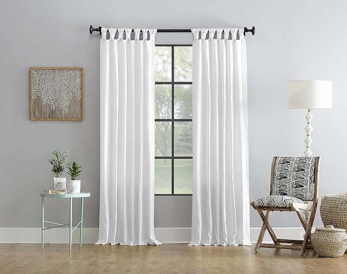 Archaeo Washed Cotton Twist Tab Curtain, 52" x 108", White