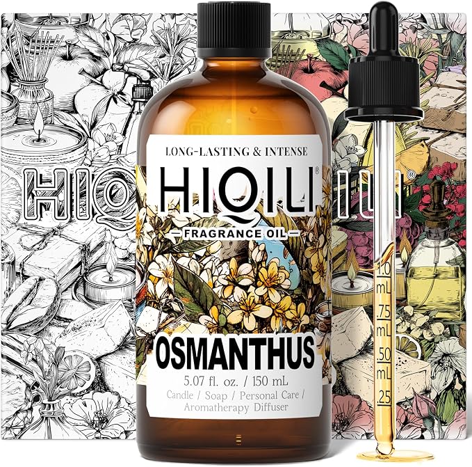 HIQILI Osmanthus Fragrance Oil for Diffuser, DIY Women Perfume - 5.07 Fl Oz | Long-Lasting Scent for Body Spray, DIY Candle & Soap, Pet Safe, Graduated Dropper Included