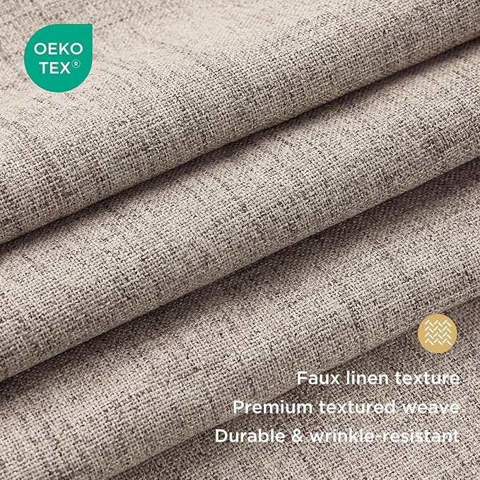 CUCRAF Natural Linen 100% Blackout Curtains 108 Inch Length 2 Panels Set, Back Tab and Rod Pocket Curtain for Living Room Bedroom, Room Darkening Window Drapes Thermal Insulated, (37x108 inch, Linen)