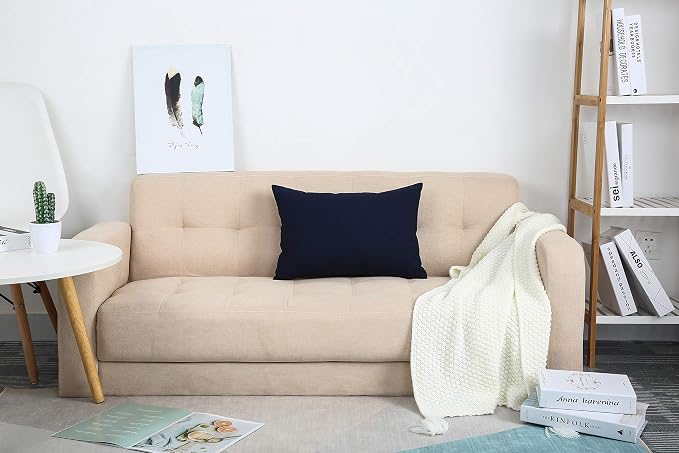 TangDepot Cotton Solid Throw Pillow Covers, 12"X18" color dark navy | 100% cotton, same-color zip, machine wash & air dry. For living room, bedroom, office, car. 42 colors, 64 sizes. Cover only.