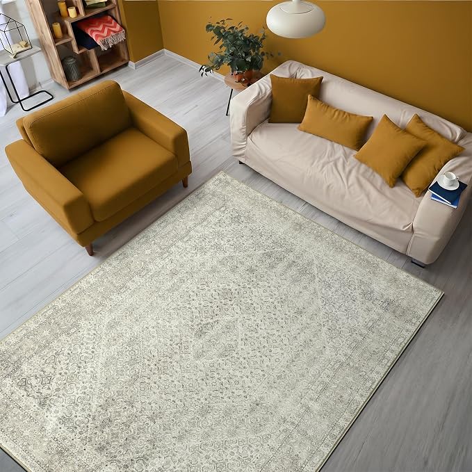 Keen Home Design 3x5 Rug - Machine Washable Entry Rug with Non-Slip Backing, Ideal for Enteryway, Kitchen, Bathroom, Laundry Room - Vintage, Easy Clean, Durable, Low Pile Rug - (3' x 5')