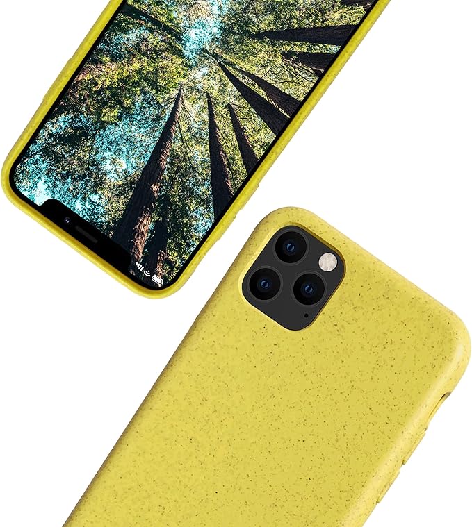 eplanita Eco Mobile Phone Case Compatible with iPhone 11 Pro, Plant Fiber, Drop Protection Cover, Durable and Sustainable (for iPhone 11 Pro, Yellow)