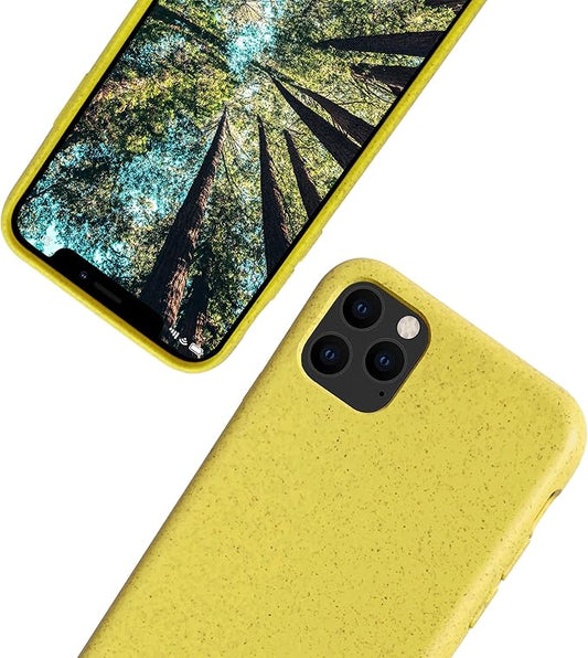 eplanita Eco Mobile Phone Case Compatible with iPhone 11 Pro, Plant Fiber, Drop Protection Cover, Durable and Sustainable (for iPhone 11 Pro, Yellow)