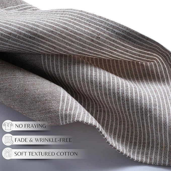 Ramanta Home Cloth Napkins Set of 4 18x18 Inches - Spring Basket Decor Block Striped Dinner Napkins for Easter Farmhouse Wedding, Washable Soft Cotton Durable Table Linen -Everyday Use - Nut Brown