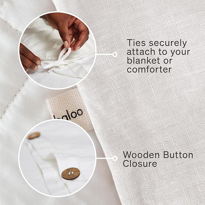 Baloo 100% French Linen Duvet Cover for Weighted Blanket (White - 60"x80" - Full/Queen Size) | Cooling, Soft & Durable | Machine Washable & Dryer Safe | Oeko-TEX® Standard 100 Certified