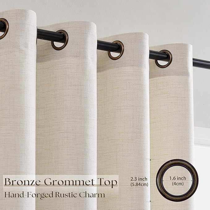 Natural Linen 120 Inch Curtains for Patio Sliding Door 72 Inch Width Cream Ivory Light Filtering Semi Sheer Drapes Custom Extra Wide Non See Through 72x120 Curtain 1 Panels for Living Room