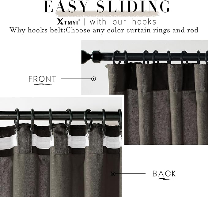 XTMYI Brown Linen Curtains Drapes for Living Room Bedroom 108 Inch Curtains Long 2 Panels Semi Sheer Window Treatments for Dining Room