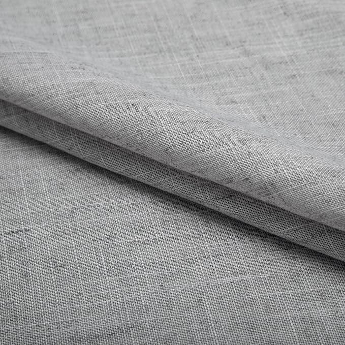 Pitalk 2 Panel Set 72 Inch Curtains for Bedroom Grommet Flax Faux Linen Look Light Filtering Textured Semi Sheer Privacy Curtains for Living Room Dark 72L Long Dove Gray Grey