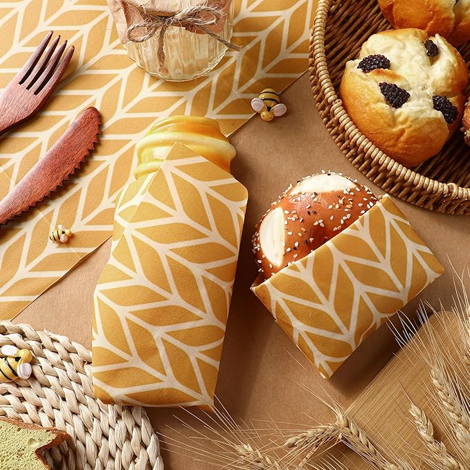 Mindsoft 17 x 23 Inch Reusable Beeswax Food Wrap for Bread Sandwich Wrapper Beeswax Paper Organic Bowl Dishes Covers Sustainable Food Cheese Fruit Snacks Storage Containers Keeper (Fresh Style)