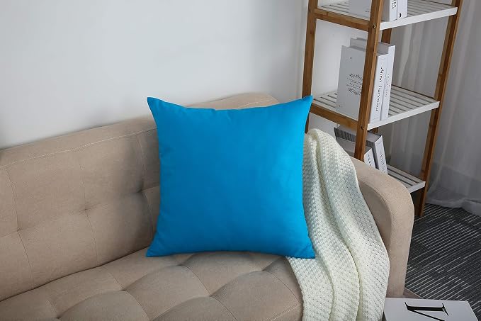 TangDepot 100% Cotton Solid Throw Pillow Cover 12x12 Pacific Blue | 100% cotton, same-color zip, machine wash & air dry. For living room, bedroom, office, car. 42 colors, 38 sizes. Cover only.
