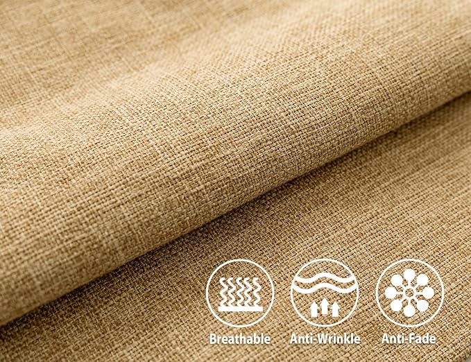 Stellhome Set of 2 Decorative Linen Throw Pillow Covers Square Farmhouse Burlap Cushion Covers for Bedroom, 20 x 20 inch (50 cm), Natural Linen