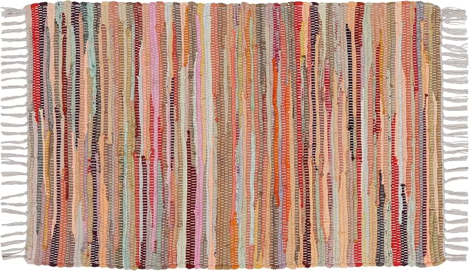Cotton Rag Rug 24x36'' | 2x3' Multicolor Area Rug - Hand Woven, Washable & Reversible with Tassels - Perfect for Living Room, Kitchen, Entryway, or Bedroom (Multi Color)