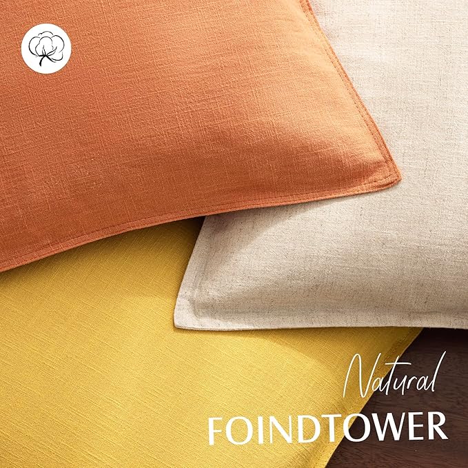 Foindtower Pack of 2, Decorative Linen Soild Throw Pillow Covers Soft Accent Euro Cushion Case Farmhouse Neutral Pillowcase for Chair Couch Sofa Bed Living Room Home Decor 18 x 18 Inch Dusty Orange