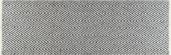 Cotton Chevron Hand Woven Area Runner Rug 2x6 Feet - Charcoal, Farmhouse Decorative Floor Runners Ideal for Hallways, Kitchen, Bedroom | Nursery Durable Geometric Reversible Living Space Patio Mats