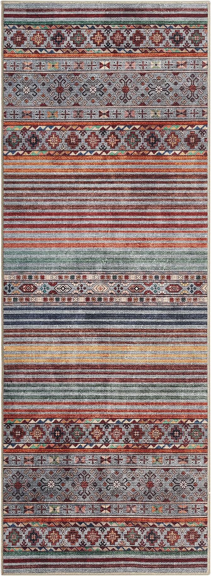 Keen Home Design 30"x120" Rug - Machine Washable Runner Rug with Non-Slip Backing, Ideal for Hallway, Entryway, Kitchen, Laundry Room - Vintage, Easy Clean, Durable, Low Pile - (2'6" x 10')