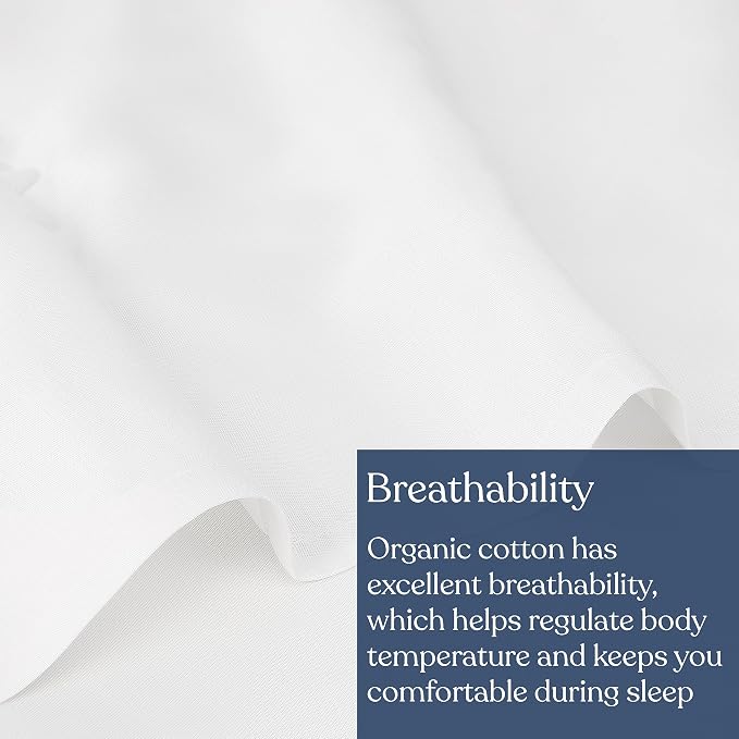 GOTS Certified 100% Organic Cotton Flat Sheet, 400TC Long Staple Cotton, Ultra Soft, Silky, Moisture-Wicking, Smooth & Breathable, Best Sheets for Hot Sleepers
