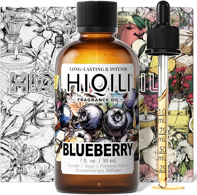 HIQILI Blueberry Fragranc Oil for Soap & Candle Making Supplies - 1 Fl Oz | Fruity Scents for Reed Diffuser Oil Refill, Add to Lotion, Body Wash, Bath Bombs - 30 ML