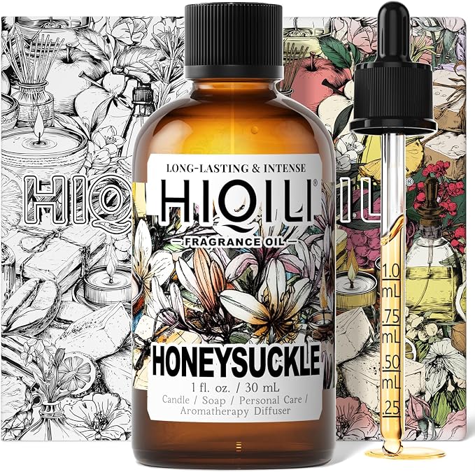 HIQILI Honeysuckle Fragrance Oil for Diffuser & DIY Candle Making - 1 Fl Oz | Ideal for Making Perfume for Women, Relaxation, Beautiful Gifts - 30 ML
