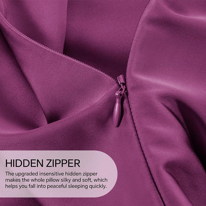 INFIIXSO Mulberry Silk Pillowcase for Hair and Skin, Silk Pillow Cases Queen Size with Hidden Zipper 20x30 Inches, Extraordinary Smooth and Soft Cooling Pillow Cases for Hot Sleepers(Purple, 1 Pack)