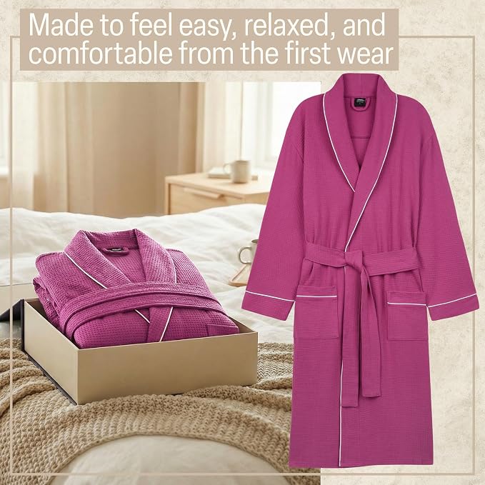 Get Trend Waffle Robes for Women S-2XL, Lightweight Soft Bathrobes, Cozy Loungewear House Coat for Spa, Shower & Hotel
