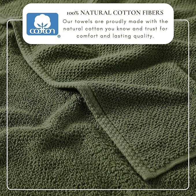 Great Bay Home 100% Cotton 6 Piece Bath Sheet Set - Absorbent, Quick-Drying, Durable Bath Towels for Bathroom Decor - Low-Twist, Two-Ply Fibers (Forest Green)