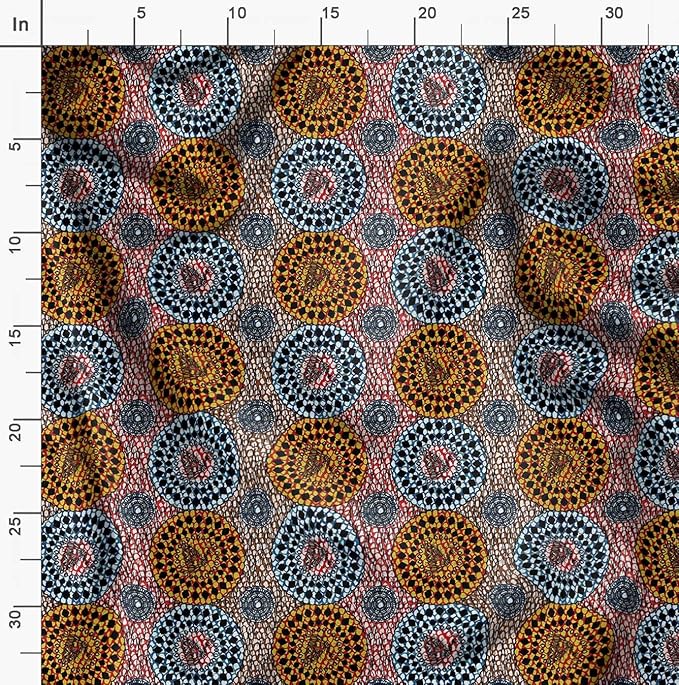 Soimoi African Print - Red, Pure Silk Fabric - 42 Inch Wide, 1 Yard, Lightweight Material, Perfect for Elegant Dresses, Sarees, Scarves, Evening Wear