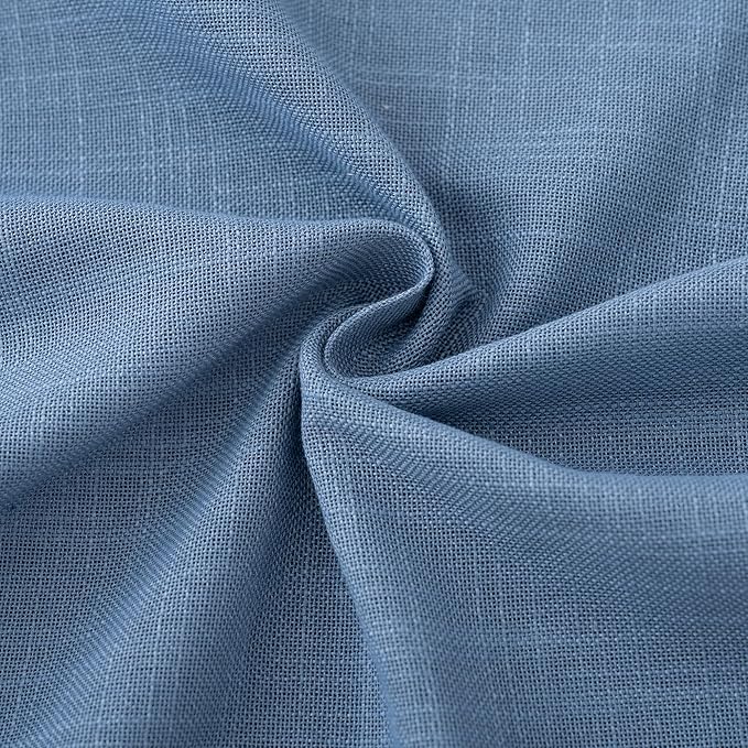 Denim Blue Curtains for Living Room Back Tab Modern Farmhouse Semi Sheer Blue Curtains 45 inches Long 2 Panels Set Muted Neutral Window Curtain for Dining Room Bedroom 52x45