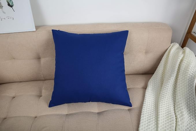 TangDepot Handmade Decorative Solid 100% Cotton Canvas Throw Pillow Covers/Cushion Covers, 45 Colors Available - (16" x16" , Royal Blue, 2 Count (Pack of 1)) | 100% cotton, same-color zip, machine wash & air dry. For living room, bedroom, office, car. ...