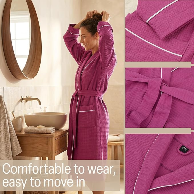 Get Trend Waffle Robes for Women S-2XL, Lightweight Soft Bathrobes, Cozy Loungewear House Coat for Spa, Shower & Hotel