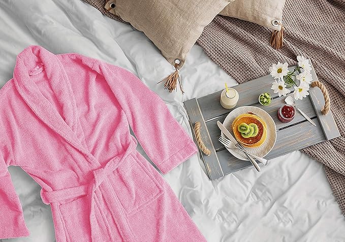 100% Cotton Shawl Collar Bathrobe for Women & Men – Terry Cloth, Lightweight Plush Long Spa & Hotel Luxury Robe