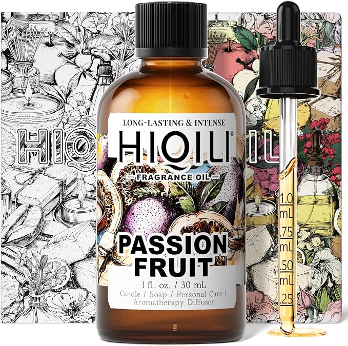 HIQILI Passion Fruit Fragrance Oil for Candle, Soap Making & Diffuser | for Home Aromatherapy, Oil Burner, Great for Body Scrubs Making, Add to Body Lotion - 1 FL Oz / 30ML