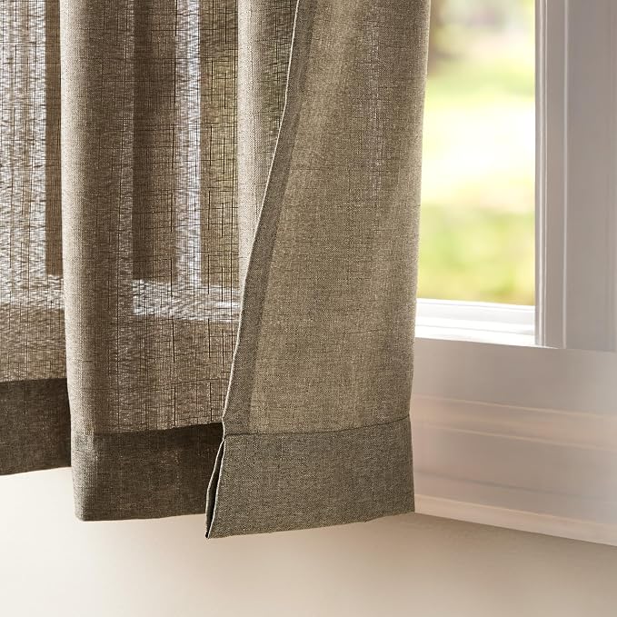 Exclusive Home Loha Linen Grommet Top Curtain Panel Pair, 54"x84", Cafe