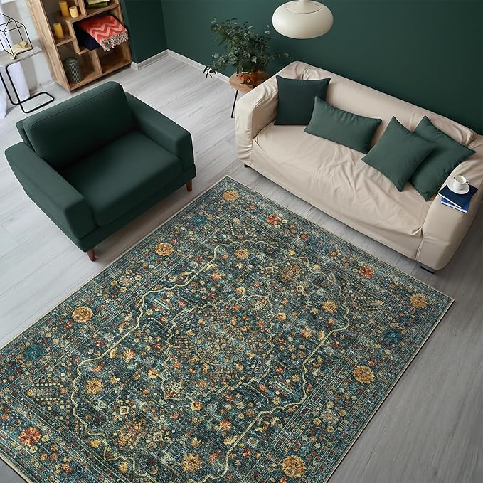 Keen Home Design 3x5 Rug - Machine Washable Entry Rug with Non-Slip Backing, Ideal for Enteryway, Kitchen, Bathroom, Laundry Room - Vintage, Easy Clean, Durable, Low Pile Rug - (3' x 5')