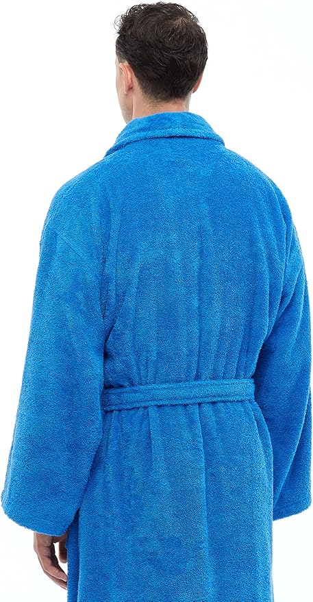 Arus Men's Shawl Collar Robe, Turkish Terry Cotton Bathrobe with Regular and Full Length Options