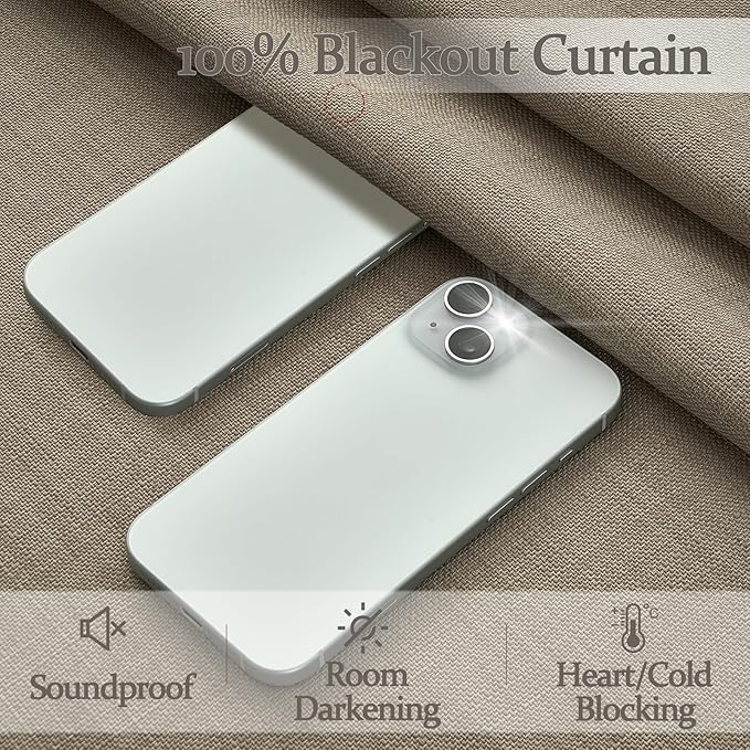 PleatedDrapes Black Out Curtains 63 Inch Long for Kitchen Windows 2 Panels, Cream Beige Double Layer Thick Linen Short Bohemian Pinch Pleated Curtain Thermal Energy Efficient Cafe Mini Burg 40"Wx63"L