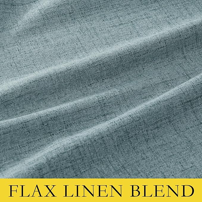 NICETOWN Skylark Blue Living Room Completely Shaded Linen Textured Draperies, 2 Pieces, W52 x L84, Privacy Protection & Noise Reducing Ring Top Drapes, White Lined Insulated Window Treatment Curtains
