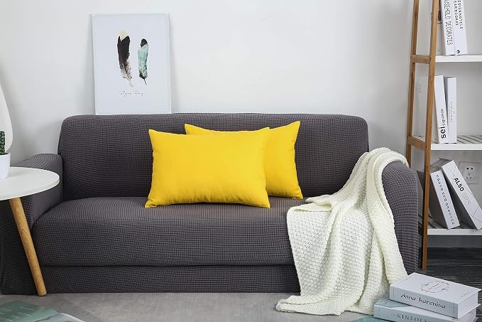 TangDepot 100% Cotton Solid Throw Pillow Cover 12x18 Yellow | 100% cotton, same-color zip, machine wash & air dry. For living room, bedroom, office, car. 42 colors, 94 sizes. Cover only.